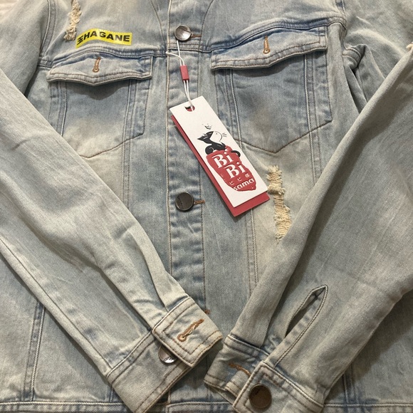 Japanese Bisima blue Jean jacket crow and swords Unisex - Picture 4 of 9